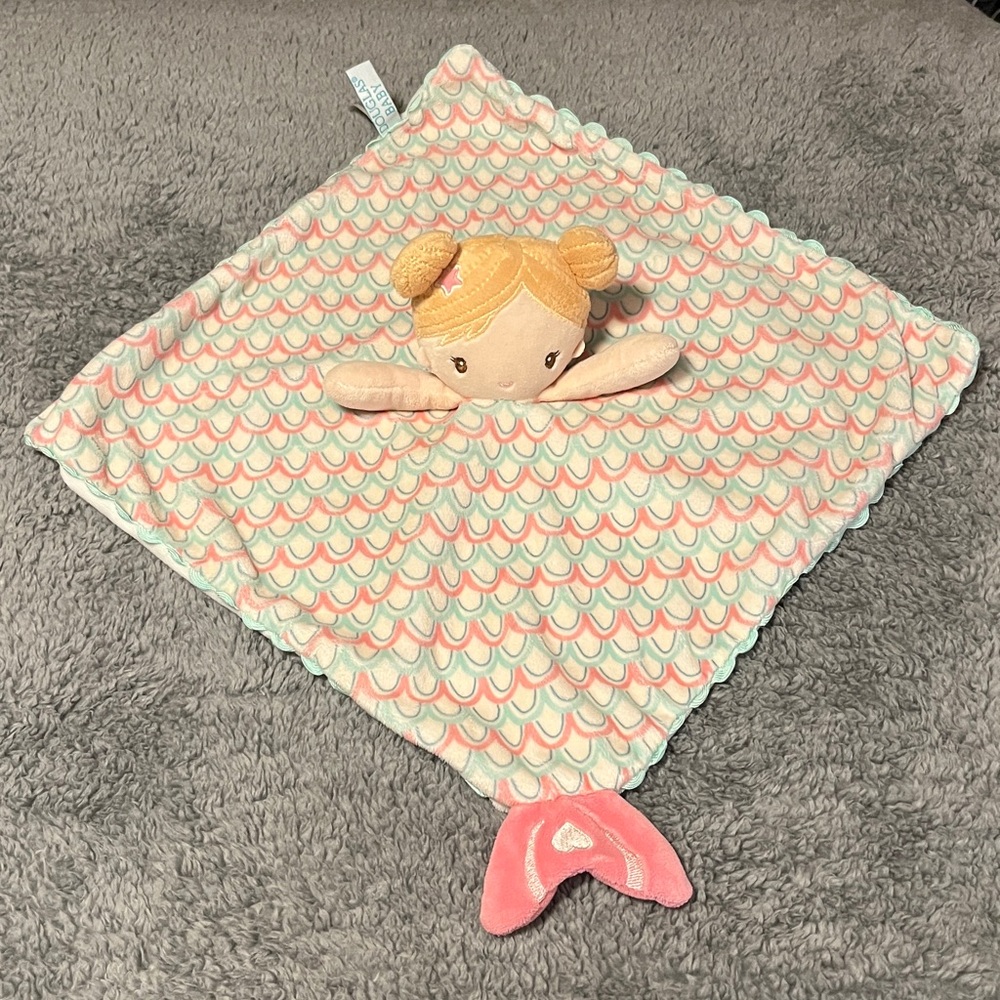 Douglas Baby Lil Snuggler Baby Lovey Aqua and Pink Mermaid Plush Blanket Toy 14”